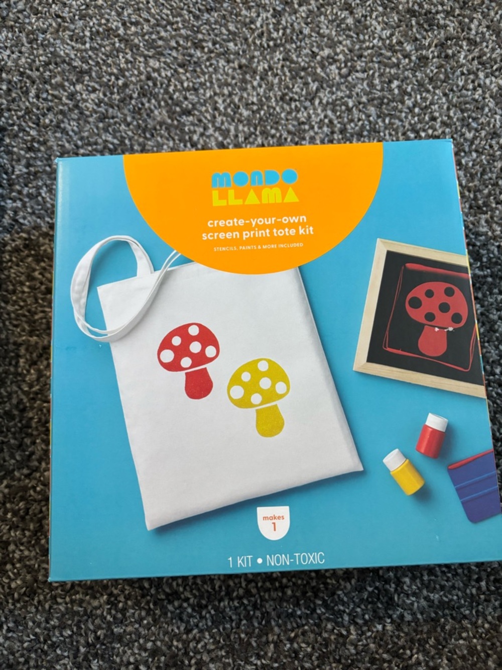 Mondo Llama Create-Your-Own Screen Print Tote Kit - Blue Packaging